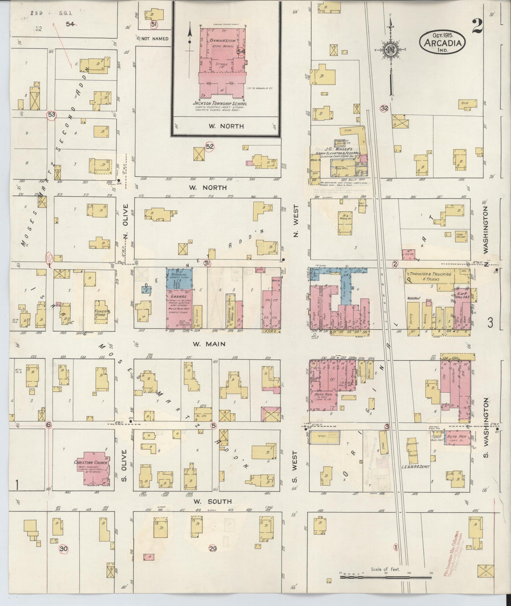 Sanborn Fire Insurance Map from Arcadia, Hamilton County, Indiana (1933), Sheet #0002 - Historic Sanborn Fire Insurance Map Print, vintage old map wall art, antique decor, genealogy gift, Indiana Indiana map
