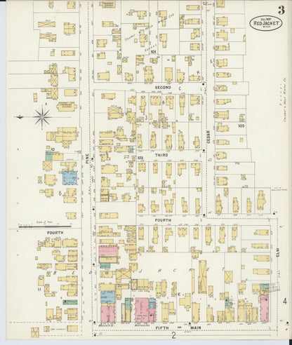 Sanborn Fire Insurance Map from Red Jacket, Houghton County, Michigan (1897), Sheet #0003 - Complete Map Set gallery image, historic Sanborn map, vintage wall art, Michigan Michigan