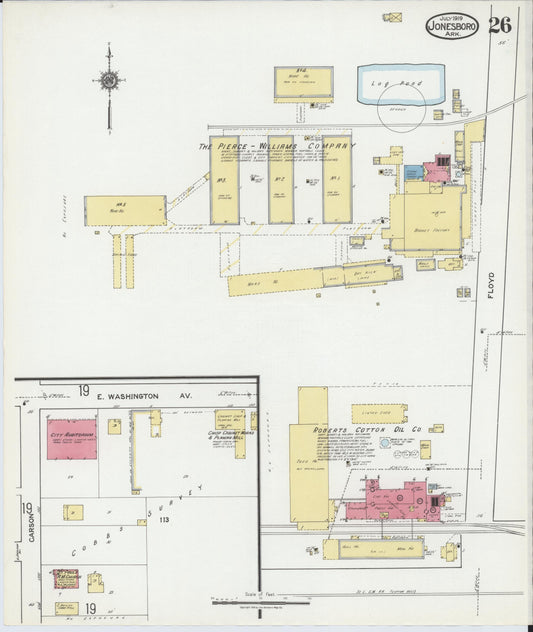 Sanborn Fire Insurance Map from Jonesboro, Craighead County, Arkansas (1919), Sheet #0026 - Historic Sanborn Fire Insurance Map Print, vintage old map wall art, antique decor, genealogy gift, Arkansas Arkansas map