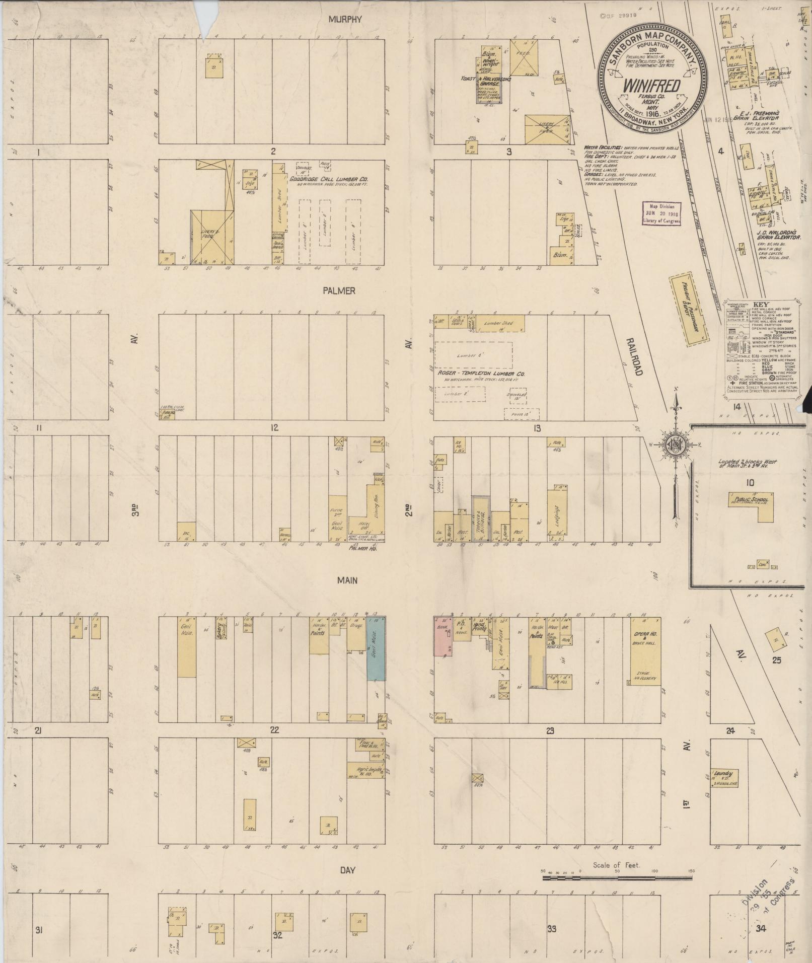 Sanborn Fire Insurance Map from Winifred, Fergus County, Montana (1916), Sheet #0001 - Historic Sanborn Fire Insurance Map Print, vintage old map wall art, antique decor, genealogy gift, Montana Montana map