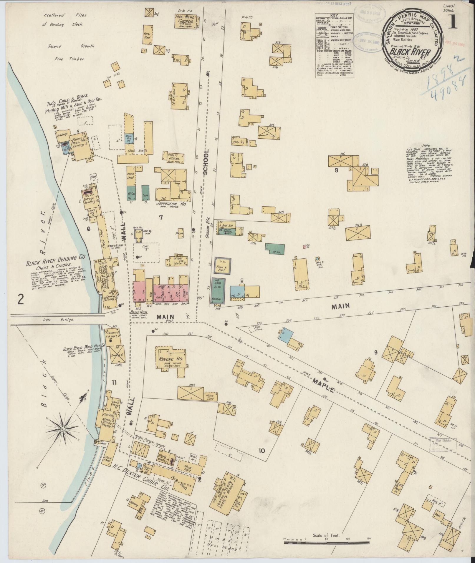Sanborn Fire Insurance Map from Black River, Jefferson County, New York. (1898) – Historic Sanborn Fire Insurance Map Print