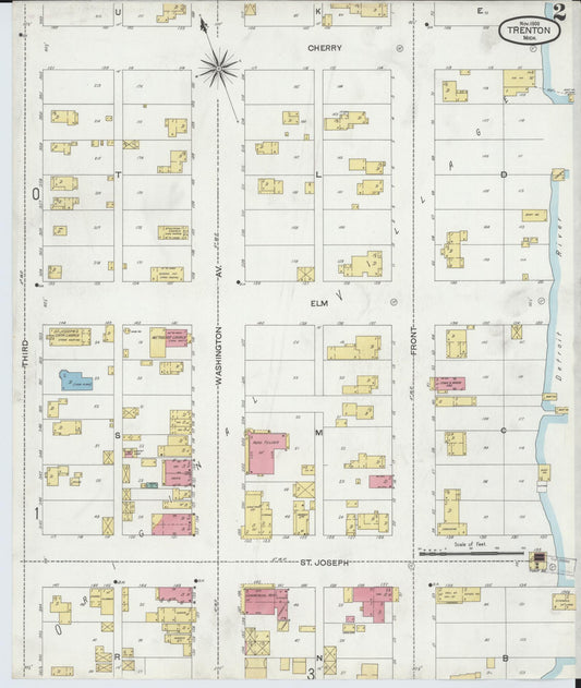Sanborn Fire Insurance Map from Trenton, Wayne County, Michigan (1900), Sheet #0002 - Historic Sanborn Fire Insurance Map Print, vintage old map wall art, antique decor, genealogy gift, Michigan Michigan map