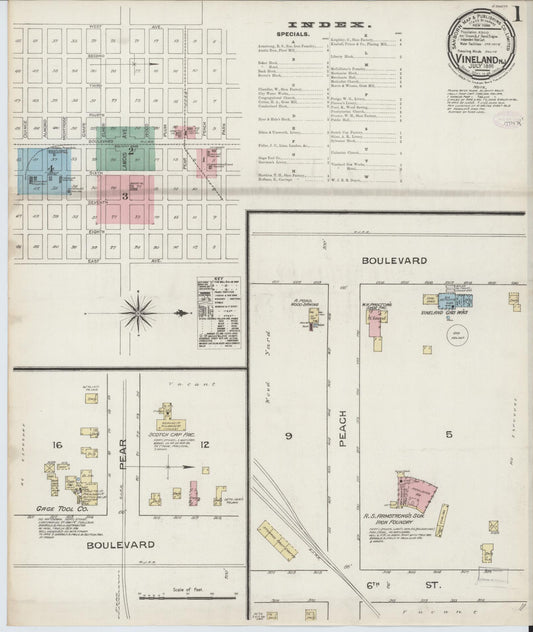Sanborn Fire Insurance Map from Vineland, Cumberland County, New Jersey. (1886) – Historic Sanborn Fire Insurance Map Print