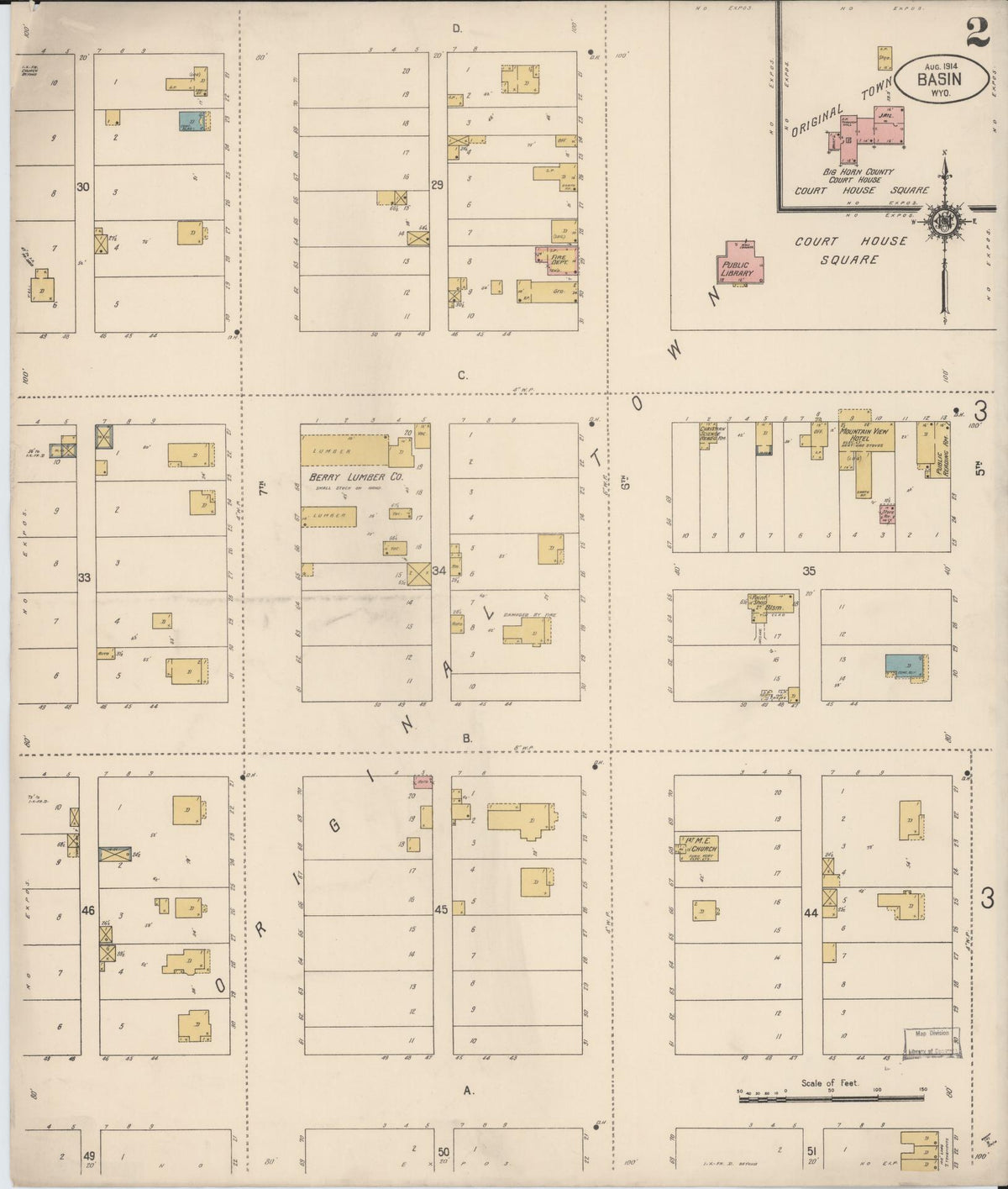 Sanborn Fire Insurance Map from Basin, Big Horn County, Wyoming (1914), Sheet #0002 - Complete Map Set gallery image, historic Sanborn map, vintage wall art, Wyoming Wyoming