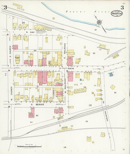 Sanborn Fire Insurance Map from Wampum, Lawrence County, Pennsylvania (1925), Sheet #0003 - Historic Sanborn Fire Insurance Map Print, vintage old map wall art, antique decor, genealogy gift, Pennsylvania Pennsylvania map