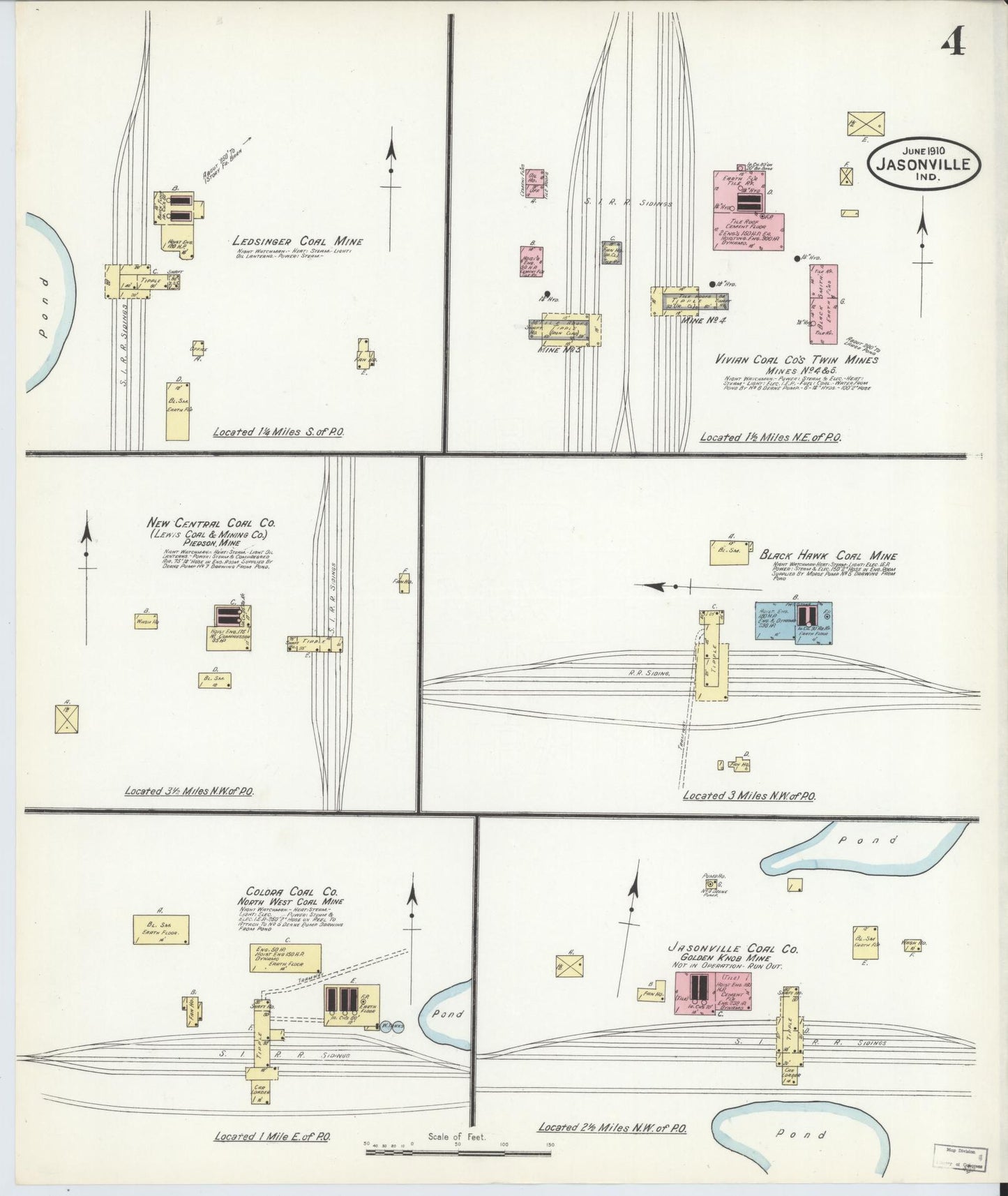 Sanborn Fire Insurance Map from Jasonville, Greene County, Indiana (1910), Sheet #0004 - Complete Map Set gallery image, historic Sanborn map, vintage wall art, Indiana Indiana
