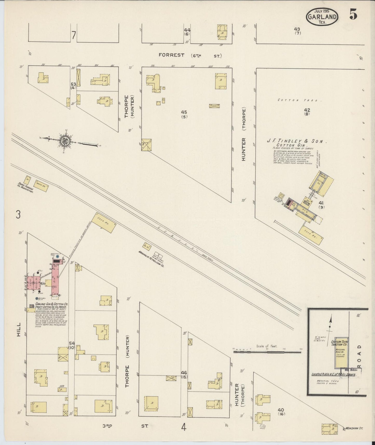 Sanborn Fire Insurance Map from Garland, Dallas County, Texas (1915), Sheet #0005 - Complete Map Set gallery image, historic Sanborn map, vintage wall art, Texas Texas
