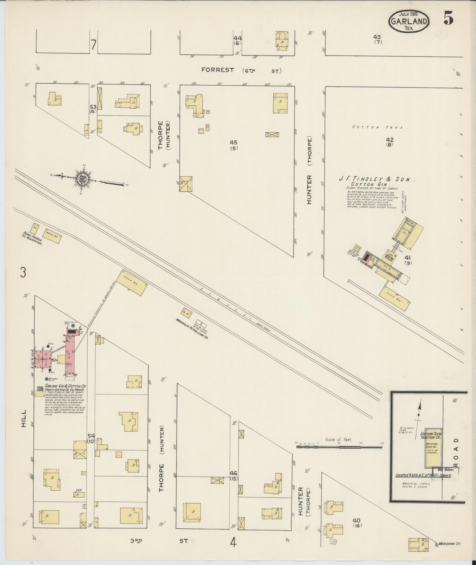 Sanborn Fire Insurance Map from Garland, Dallas County, Texas (1915), Sheet #0005 - Complete Map Set gallery image, historic Sanborn map, vintage wall art, Texas Texas