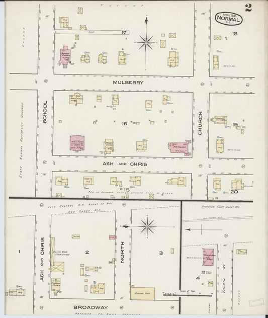 Sanborn Fire Insurance Map from Normal, McLean County, Illinois (1885), Sheet #0002 - Historic Sanborn Fire Insurance Map Print, vintage old map wall art, antique decor, genealogy gift, Illinois Illinois map