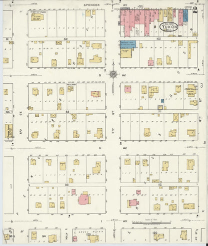 Sanborn Fire Insurance Map from Yukon, Canadian County, Oklahoma (1920), Sheet #0002 - Complete Map Set gallery image, historic Sanborn map, vintage wall art, Oklahoma Oklahoma