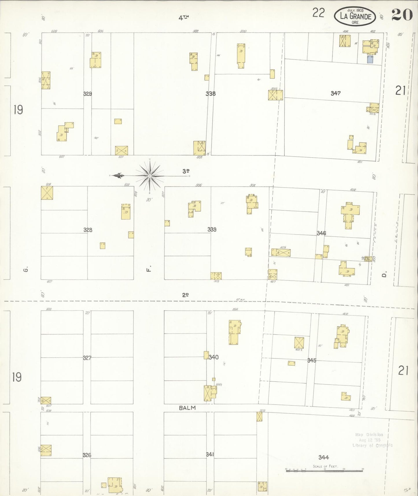 Sanborn Fire Insurance Map from La Grande, Union County, Oregon (1903), Sheet #0020 - Complete Map Set gallery image, historic Sanborn map, vintage wall art, Oregon Oregon