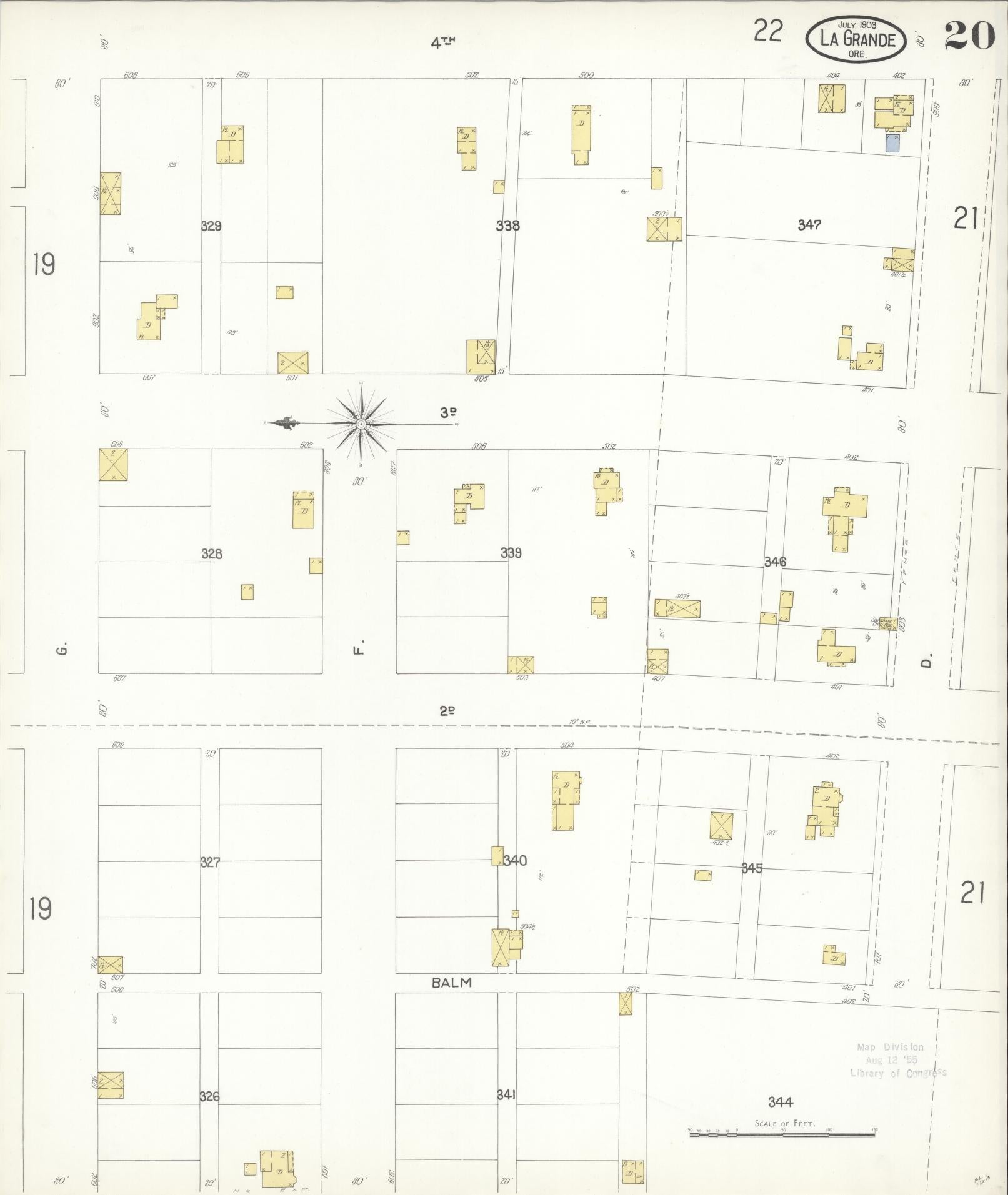 Sanborn Fire Insurance Map from La Grande, Union County, Oregon (1903), Sheet #0020 - Complete Map Set gallery image, historic Sanborn map, vintage wall art, Oregon Oregon