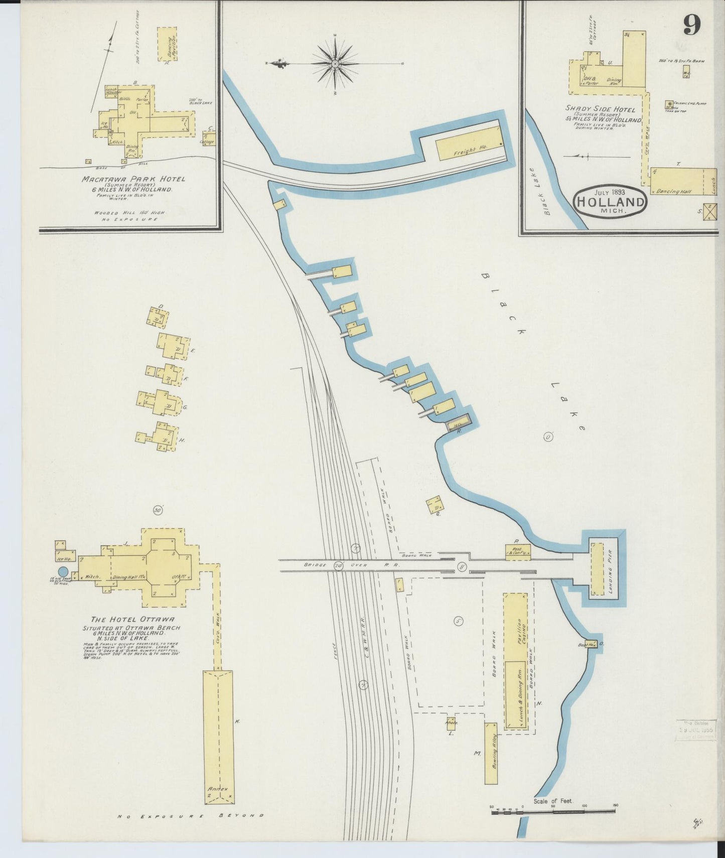 Sanborn Fire Insurance Map from Holland, Ottawa County, Michigan (1893), Sheet #0009 - Historic Sanborn Fire Insurance Map Print, vintage old map wall art, antique decor, genealogy gift, Michigan Michigan map