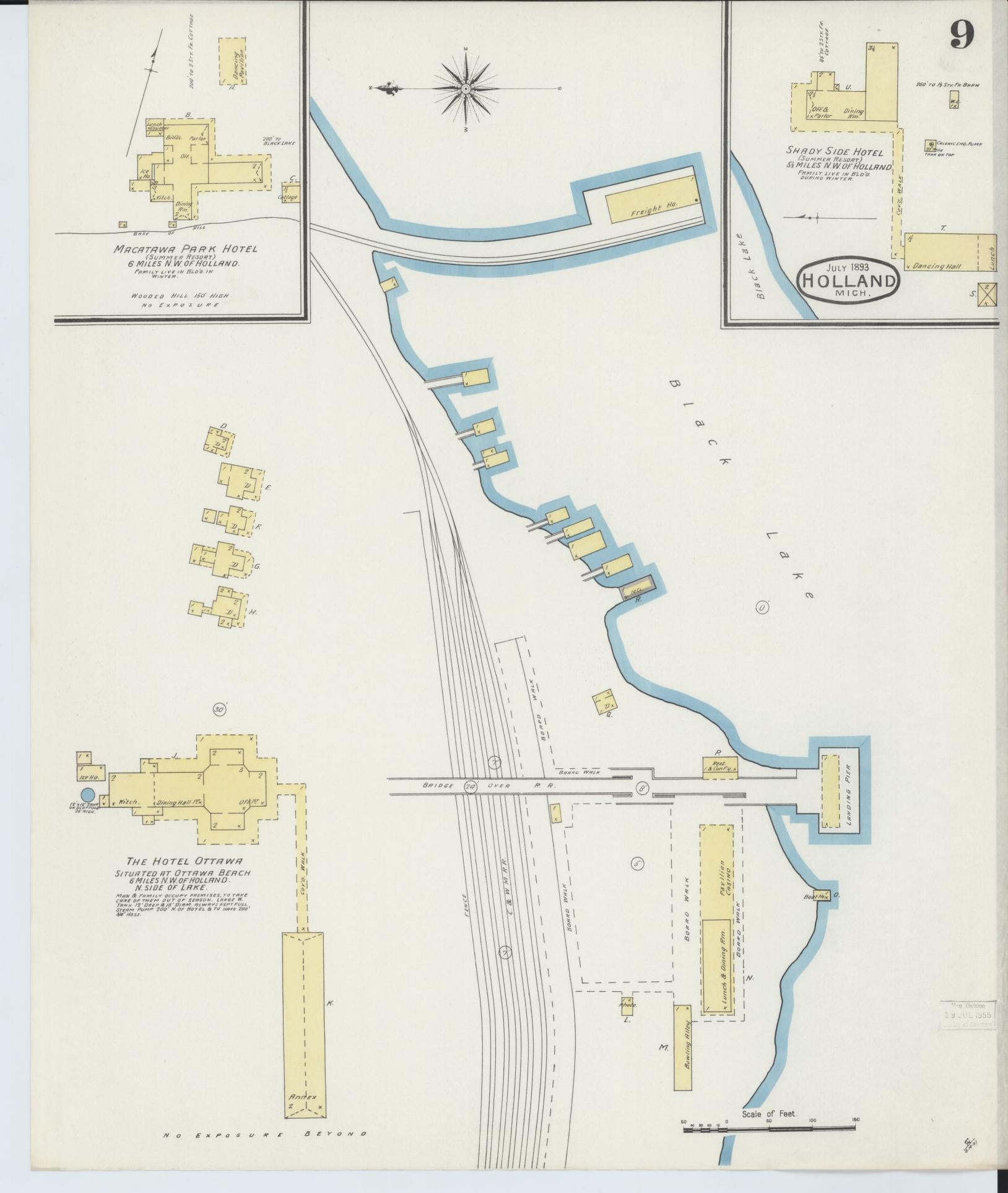 Sanborn Fire Insurance Map from Holland, Ottawa County, Michigan (1893), Sheet #0009 - Historic Sanborn Fire Insurance Map Print, vintage old map wall art, antique decor, genealogy gift, Michigan Michigan map