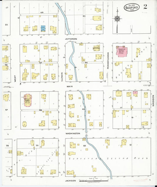 Sanborn Fire Insurance Map from Bedford, Taylor County, Iowa (1918), Sheet #0002 - Historic Sanborn Fire Insurance Map Print, vintage old map wall art