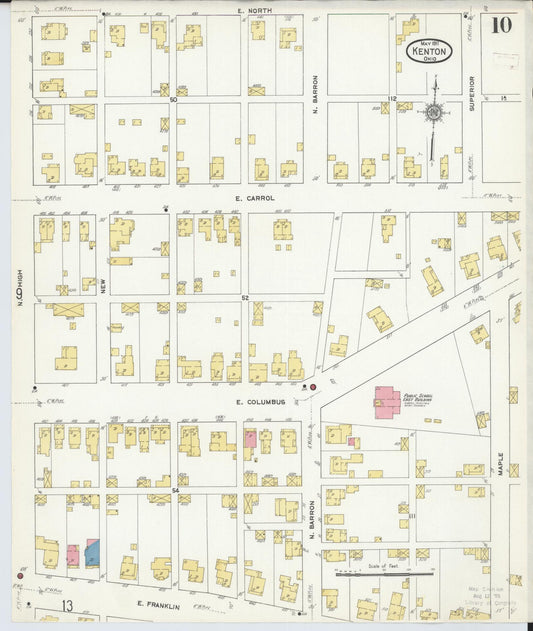 Sanborn Fire Insurance Map from Kenton, Hardin County, Ohio (1911), Sheet #0010 - Historic Sanborn Fire Insurance Map Print, vintage old map wall art, antique decor, genealogy gift, Ohio Ohio map
