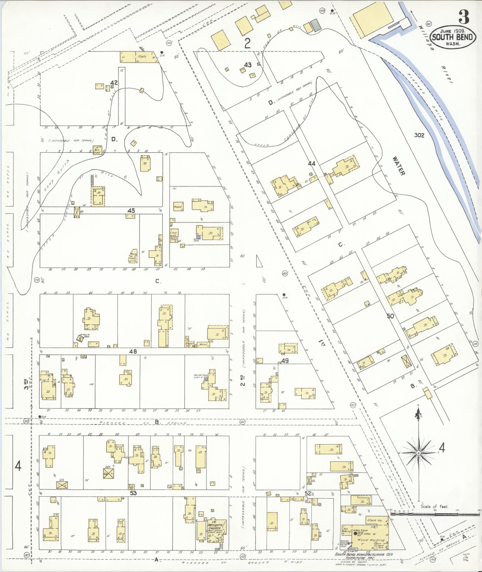 Sanborn Fire Insurance Map from South Bend, Pacific County, Washington (1909), Sheet #0003 - Complete Map Set gallery image, historic Sanborn map, vintage wall art, Washington Washington