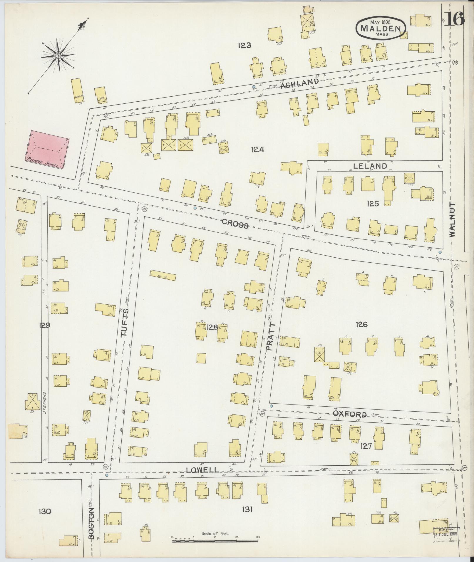 Sanborn Fire Insurance Map from Malden, Middlesex County, Massachusetts (1892), Sheet #0016 - Complete Map Set gallery image, historic Sanborn map, vintage wall art, Massachusetts Massachusetts