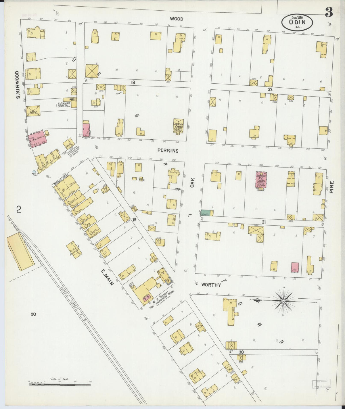Sanborn Fire Insurance Map from Odin, Marion County, Illinois (1899), Sheet #0003 - Complete Map Set gallery image, historic Sanborn map, vintage wall art, Illinois Illinois