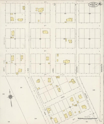 Sanborn Fire Insurance Map from Beaverton, Washington County, Oregon (1921), Sheet #0006 - Complete Map Set gallery image, historic Sanborn map, vintage wall art, Oregon Oregon