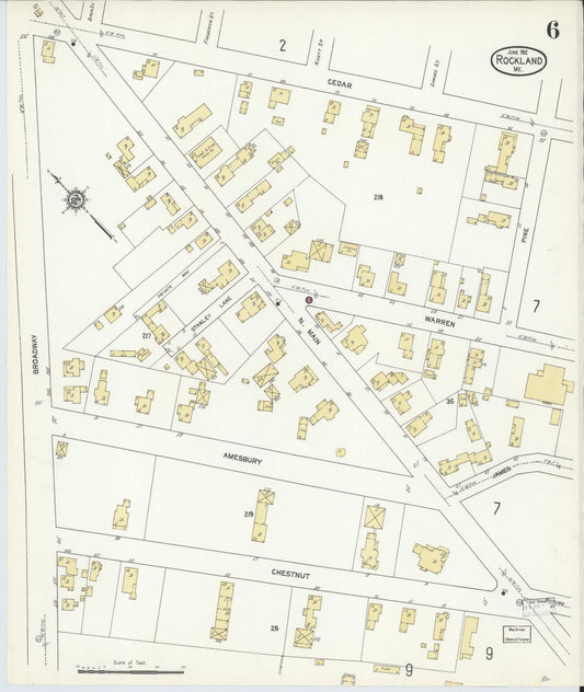 Sanborn Fire Insurance Map from Rockland, Knox County, Maine (1912), Sheet #0006 - Historic Sanborn Fire Insurance Map Print, vintage old map wall art, antique decor, genealogy gift, Maine Maine map