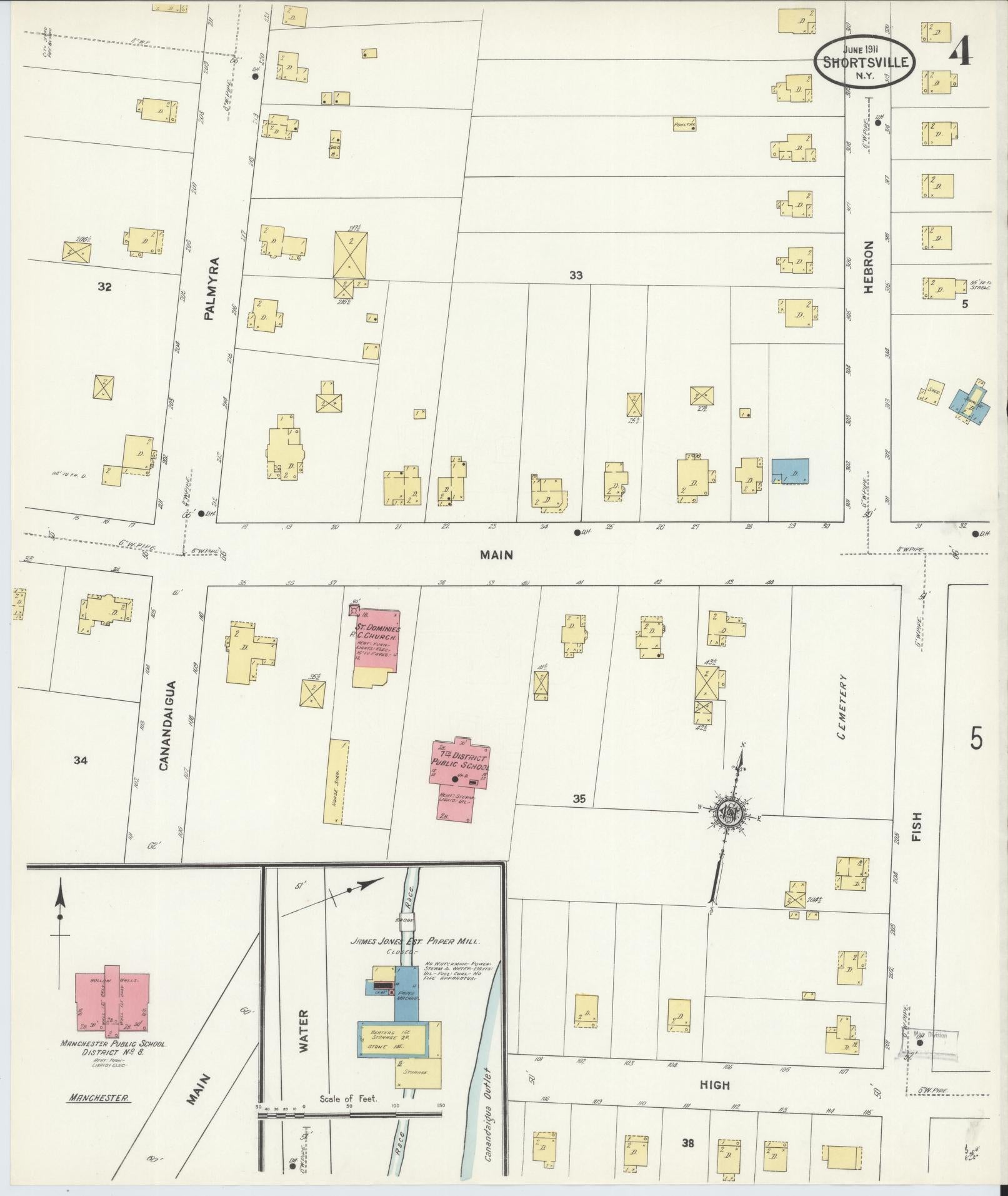 Sanborn Fire Insurance Map from Shortsville, Ontario County, New York. (1911), Sheet 4 – Historic Sanborn Fire Insurance Map Print