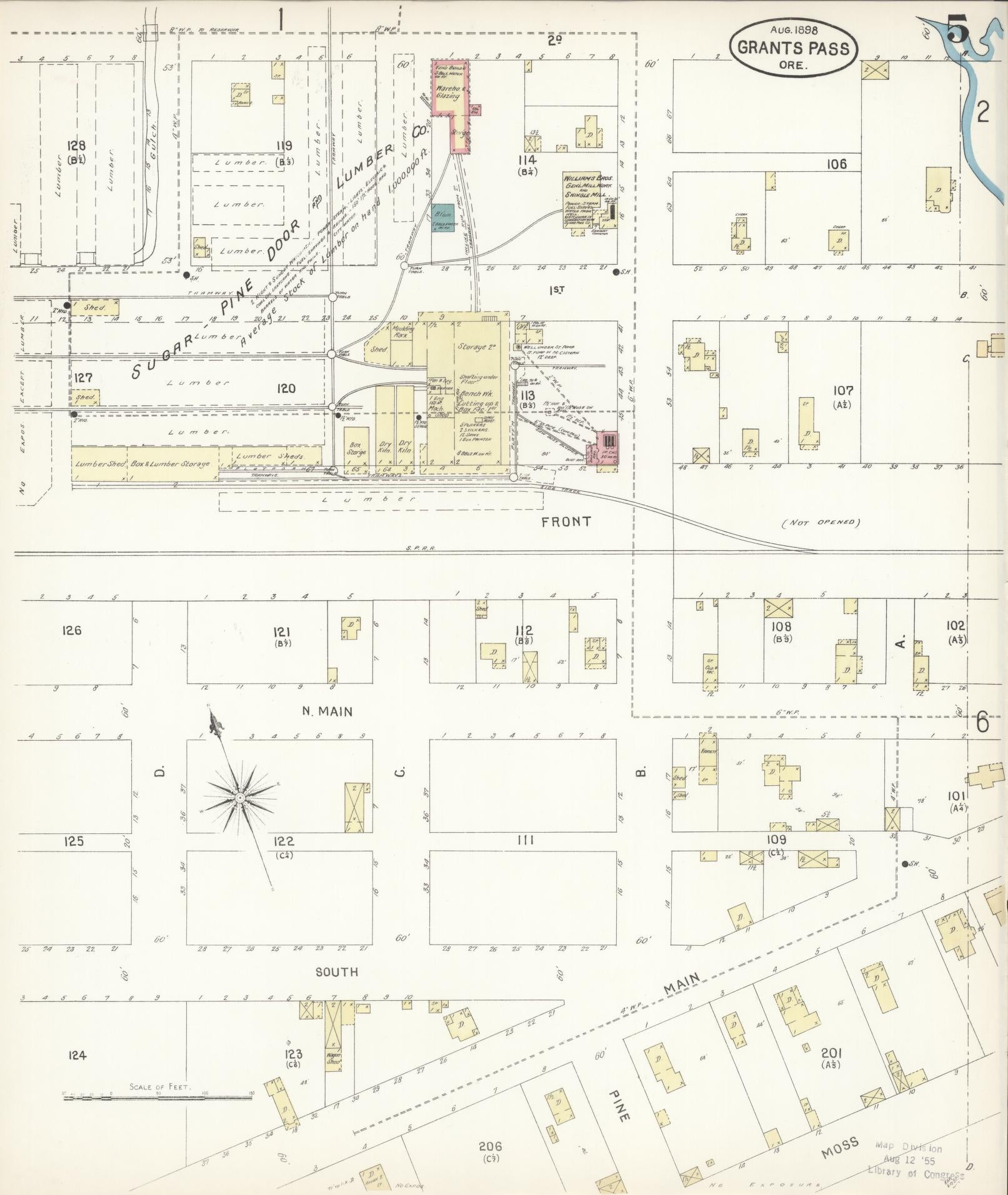 Sanborn Fire Insurance Map from Grants Pass, Josephine County, Oregon (1898), Sheet #0005 - Complete Map Set gallery image, historic Sanborn map, vintage wall art, Oregon Oregon