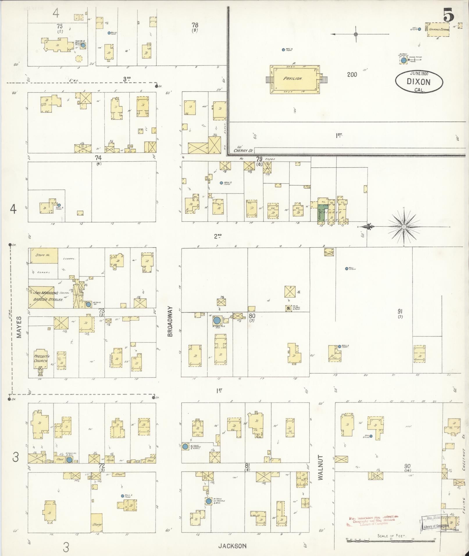 Sanborn Fire Insurance Map from Dixon, Solano County, California (1900), Sheet #0005 - Complete Map Set gallery image, historic Sanborn map, vintage wall art, California California