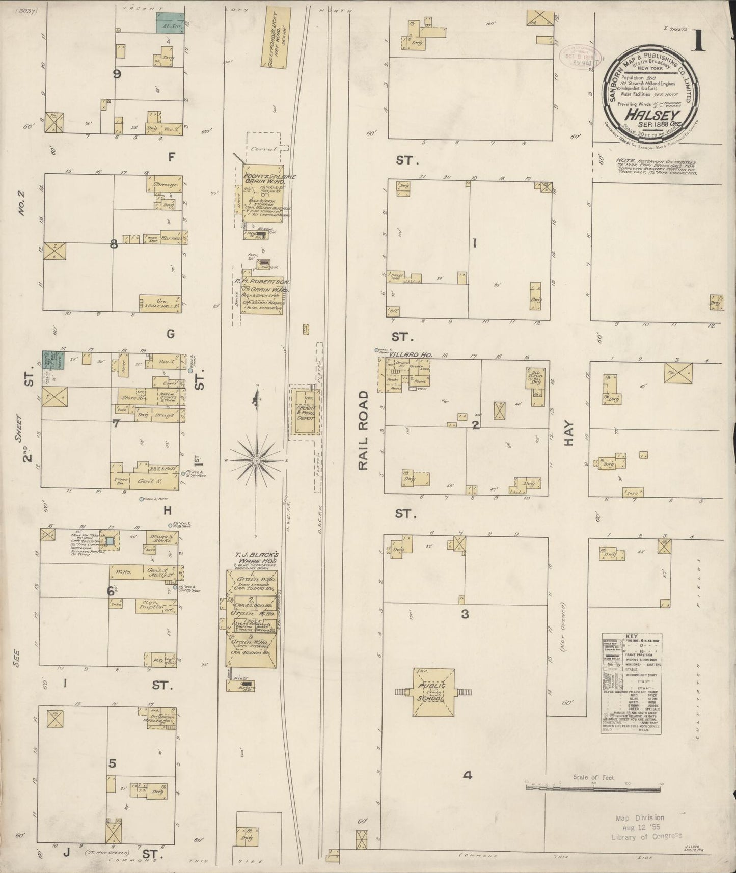 Sanborn Fire Insurance Map from Halsey, Linn County, Oregon (1888), Sheet #0001 - Complete Map Set gallery image, historic Sanborn map, vintage wall art, Oregon Oregon