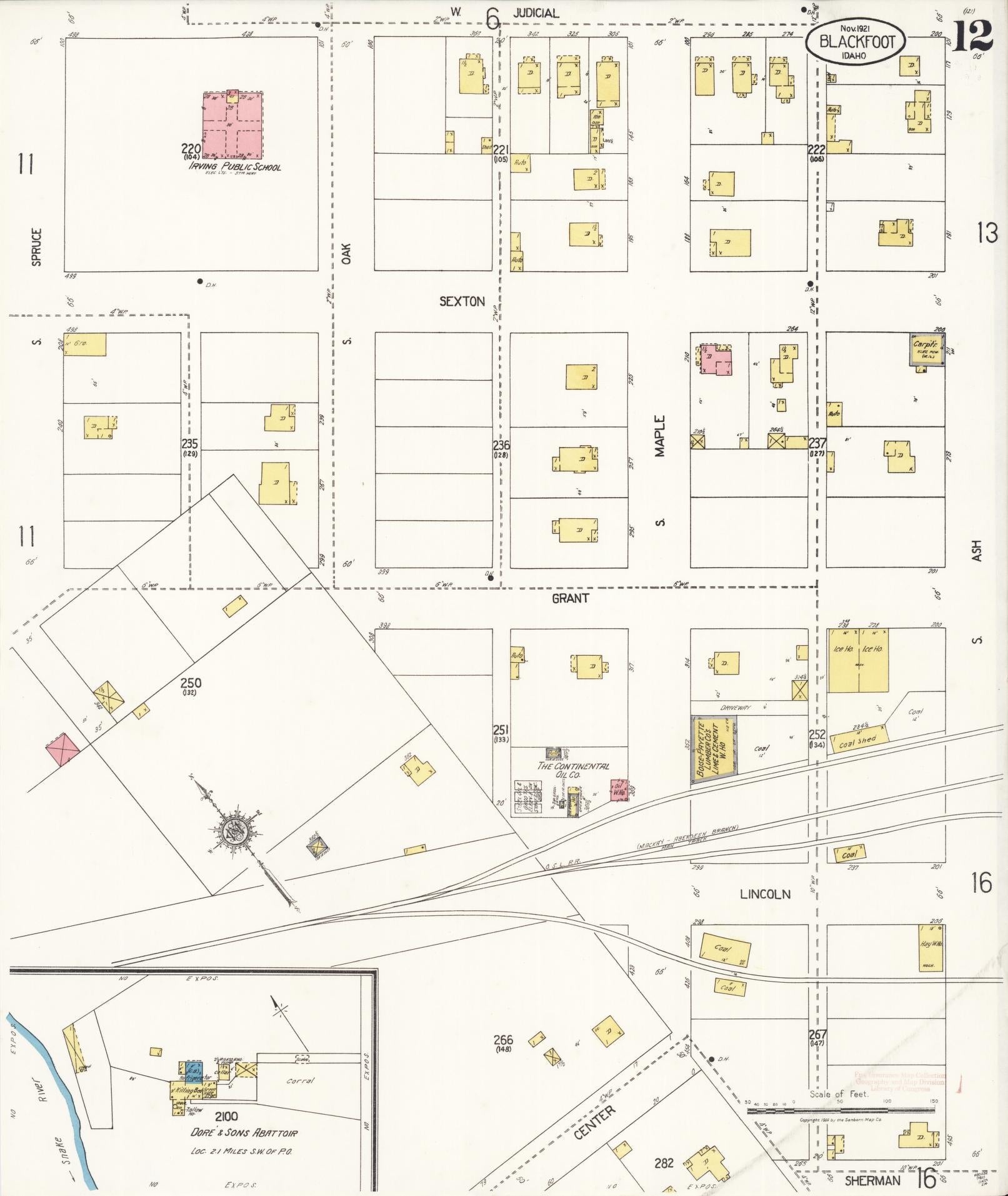 Sanborn Fire Insurance Map from Blackfoot, Bingham County, Idaho (1921), Sheet #0012 - Complete Map Set gallery image, historic Sanborn map, vintage wall art, Idaho Idaho