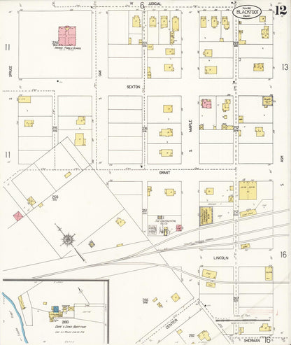 Sanborn Fire Insurance Map from Blackfoot, Bingham County, Idaho (1921), Sheet #0012 - Complete Map Set gallery image, historic Sanborn map, vintage wall art, Idaho Idaho