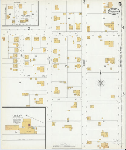 Sanborn Fire Insurance Map from Trenton, Gibson County, Tennessee (1900), Sheet #0005 - Complete Map Set gallery image, historic Sanborn map, vintage wall art, Tennessee Tennessee