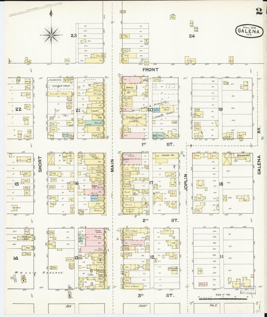 Sanborn Fire Insurance Map from Galena, Cherokee County, Kansas (1890), Sheet #0002 - Historic Sanborn Fire Insurance Map Print, vintage old map wall art, antique decor, genealogy gift, Kansas Kansas map