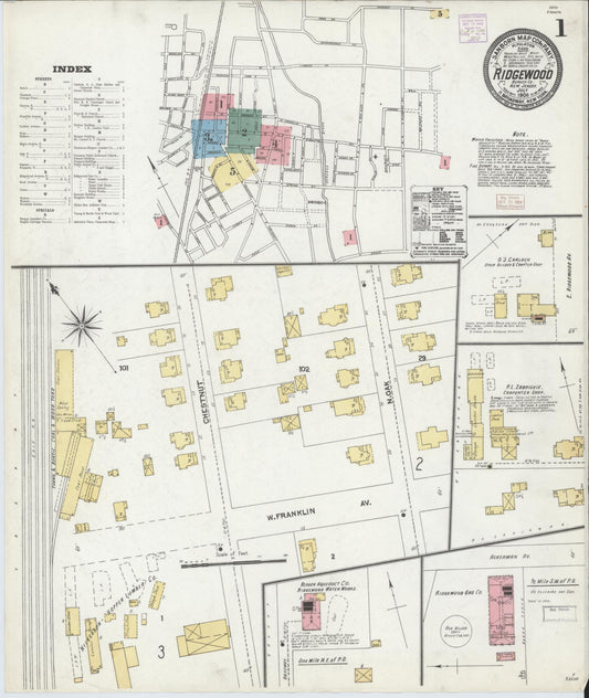 Sanborn Fire Insurance Map from Ridgewood, Bergen County, New Jersey. (1906) – Historic Sanborn Fire Insurance Map Print