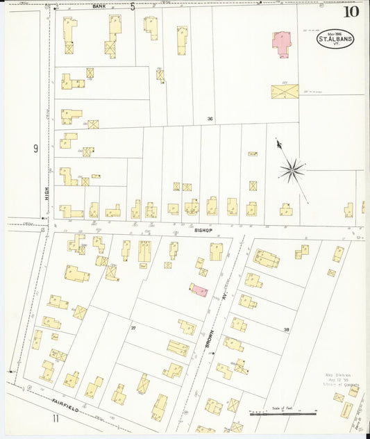 Sanborn Fire Insurance Map from Saint Albans, Franklin County, Vermont (1906), Sheet #0010 - Historic Sanborn Fire Insurance Map Print, vintage old map wall art, antique decor, genealogy gift, Vermont Vermont map