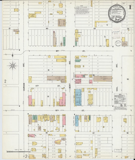 Sanborn Fire Insurance Map from Las Animas, Bent County, Colorado (1900), Sheet #0001 - Historic Sanborn Fire Insurance Map Print, vintage old map wall art, antique decor, genealogy gift, Colorado Colorado map