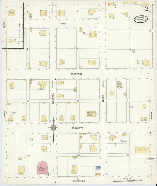 Sanborn Fire Insurance Map from Haskell, Haskell County, Texas (1913), Sheet #0002 - Historic Sanborn Fire Insurance Map Print, vintage old map wall art, antique decor, genealogy gift, Texas Texas map