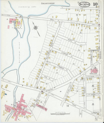 Sanborn Fire Insurance Map from Wallingford, New Haven County, Connecticut (1919), Sheet #0010 - Complete Map Set gallery image, historic Sanborn map, vintage wall art, Connecticut Connecticut