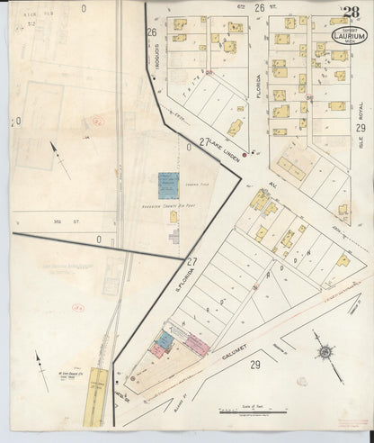 Sanborn Fire Insurance Map from Laurium, Houghton County, Michigan (1949), Sheet #0028 - Complete Map Set gallery image, historic Sanborn map, vintage wall art, Michigan Michigan