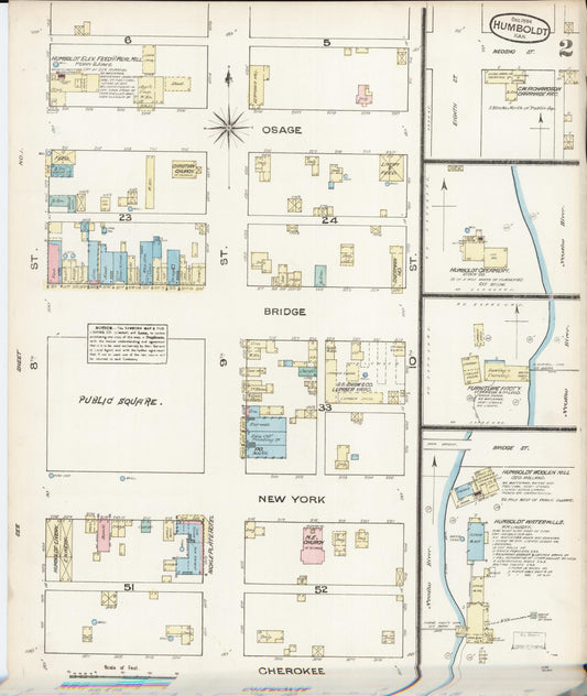 Sanborn Fire Insurance Map from Humboldt, Allen County, Kansas (1884), Sheet #0002 - Historic Sanborn Fire Insurance Map Print, vintage old map wall art, antique decor, genealogy gift, Kansas Kansas map