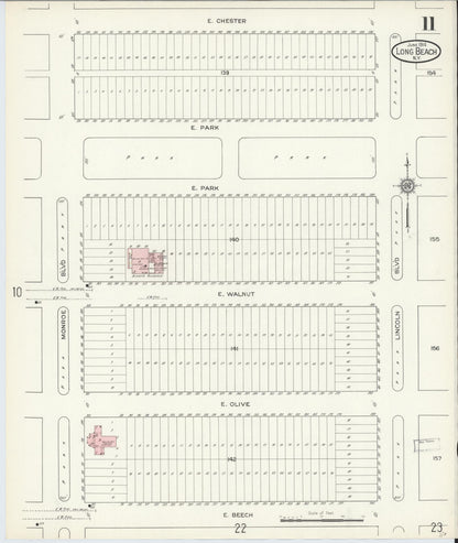 Sanborn Fire Insurance Map from Long Beach, Nassau County, New York (1914), Sheet #0011 - Complete Map Set gallery image, historic Sanborn map, vintage wall art, New York New York
