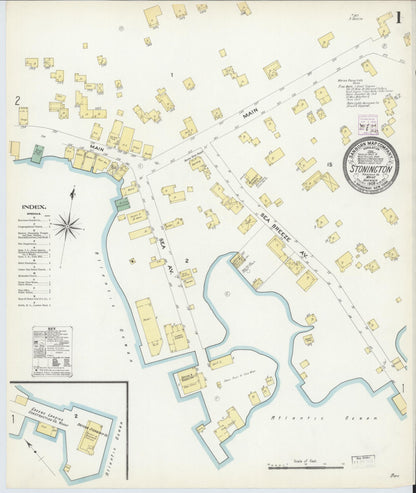 Sanborn Fire Insurance Map from Stonington, Hancock County, Maine (1908), Sheet #0001 - Complete Map Set gallery image, historic Sanborn map, vintage wall art, Maine Maine