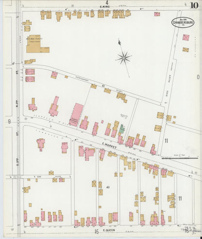 Sanborn Fire Insurance Map from Chambersburg, Franklin County, Pennsylvania (1899), Sheet #0010 - Complete Map Set gallery image, historic Sanborn map, vintage wall art, Pennsylvania Pennsylvania