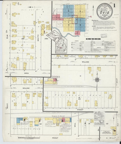 Sanborn Fire Insurance Map from Ovid, Clinton County, Michigan (1918), Sheet #0001 - Historic Sanborn Fire Insurance Map Print, vintage old map wall art, antique decor, genealogy gift, Michigan Michigan map