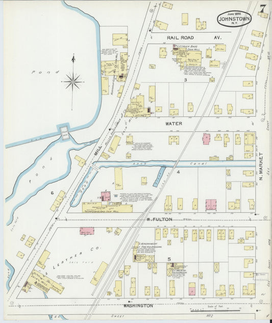 Sanborn Fire Insurance Map from Johnstown, Fulton County, New York (1892), Sheet #0007 - Historic Sanborn Fire Insurance Map Print, vintage old map wall art, antique decor, genealogy gift, New York New York map