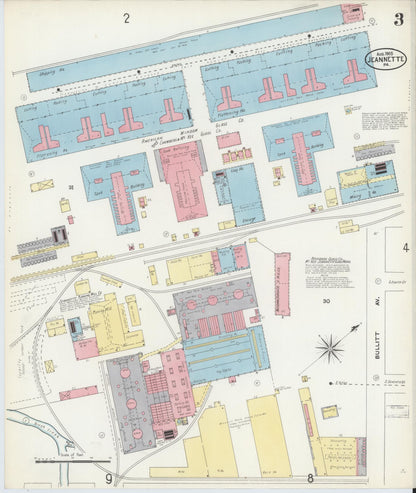 Sanborn Fire Insurance Map from Jeannette, Westmoreland County, Pennsylvania (1905), Sheet #0003 - Complete Map Set gallery image, historic Sanborn map, vintage wall art, Pennsylvania Pennsylvania