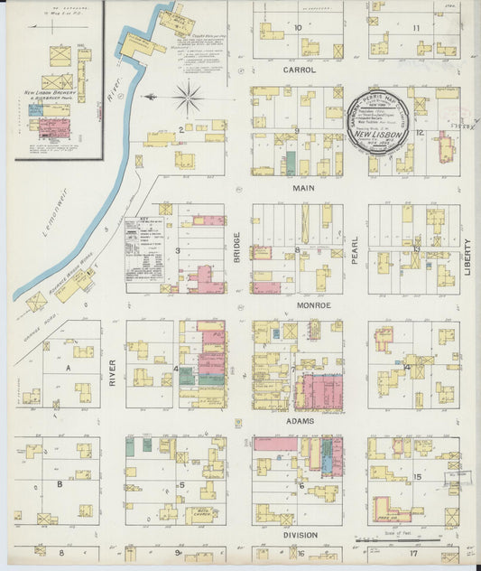 Sanborn Fire Insurance Map from New Lisbon, Juneau County, Wisconsin (1892), Sheet #0001 - Historic Sanborn Fire Insurance Map Print, vintage old map wall art, antique decor, genealogy gift, Wisconsin Wisconsin map