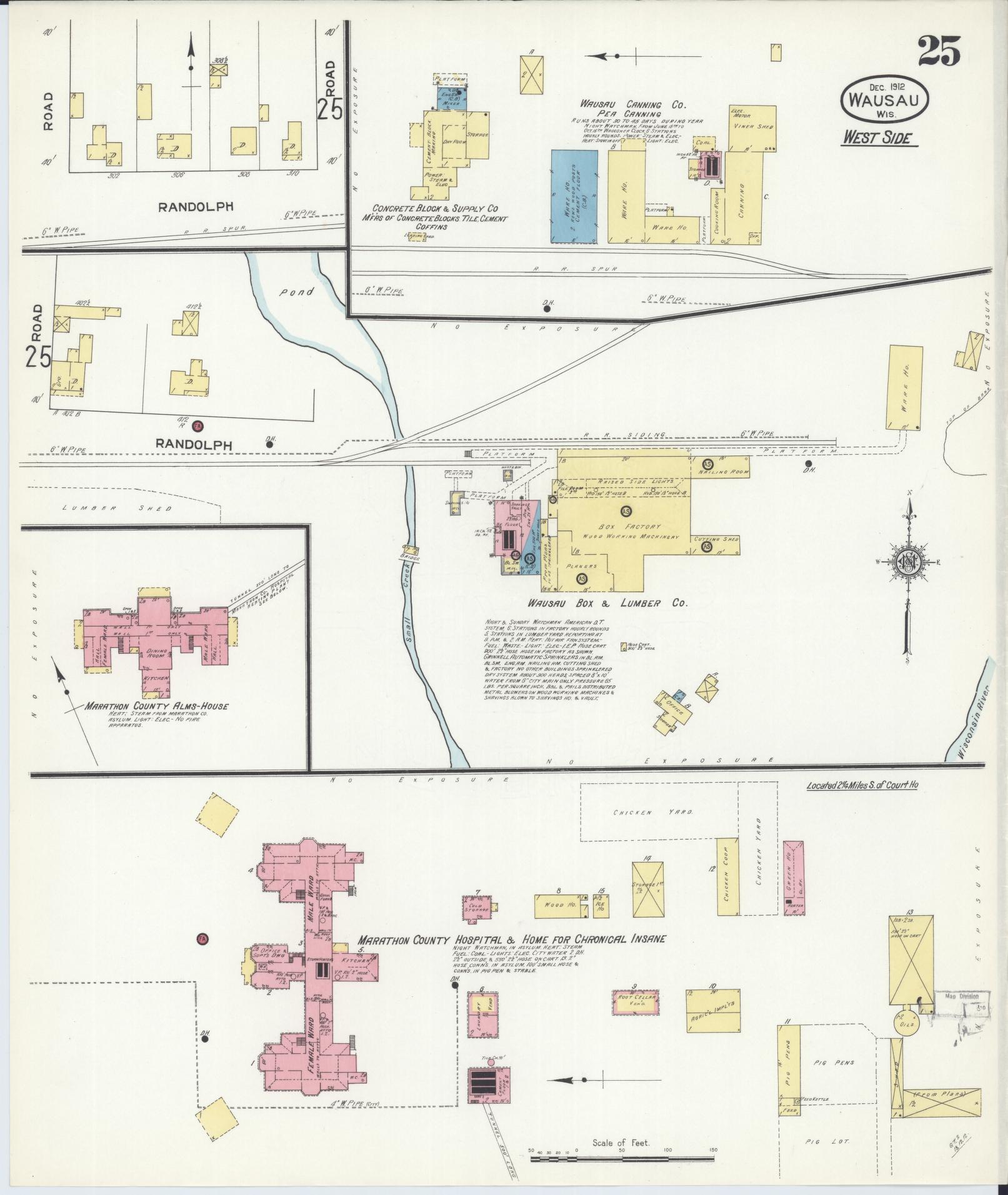 Sanborn Fire Insurance Map from Wausau, Marathon County, Wisconsin (1912), Sheet #0025 - Complete Map Set gallery image, historic Sanborn map, vintage wall art, Wisconsin Wisconsin