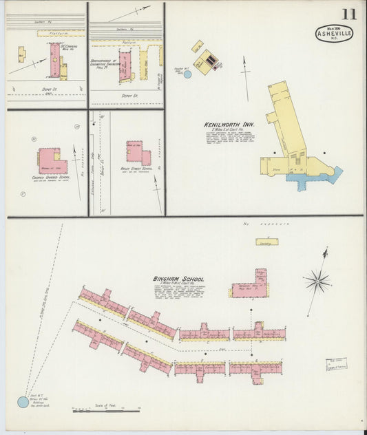 Sanborn Fire Insurance Map from Asheville, Buncombe County, North Carolina (1896), Sheet #0011 - Historic Sanborn Fire Insurance Map Print, vintage old map wall art, antique decor, genealogy gift, North Carolina North Carolina map