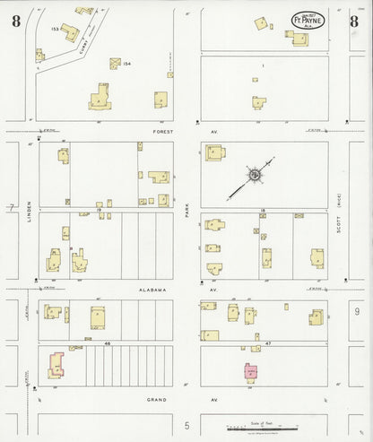 Sanborn Fire Insurance Map from Fort Payne, Dekalb County, Alabama (1927), Sheet #0008 - Complete Map Set gallery image, historic Sanborn map, vintage wall art, Alabama Alabama